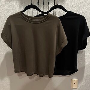 2 totatuit t shirts. XL. Green and black. batwing sleeve. crewneck